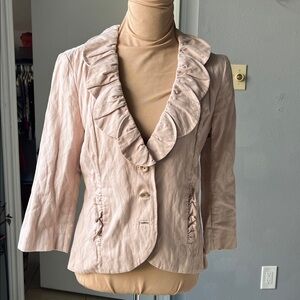 CAbi Light Pink Ruffled Blazer